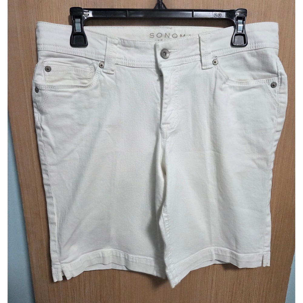 Sonoma Size 8 Goods For Life Womens White Denim Bermuda‎ Shorts Modern Fit